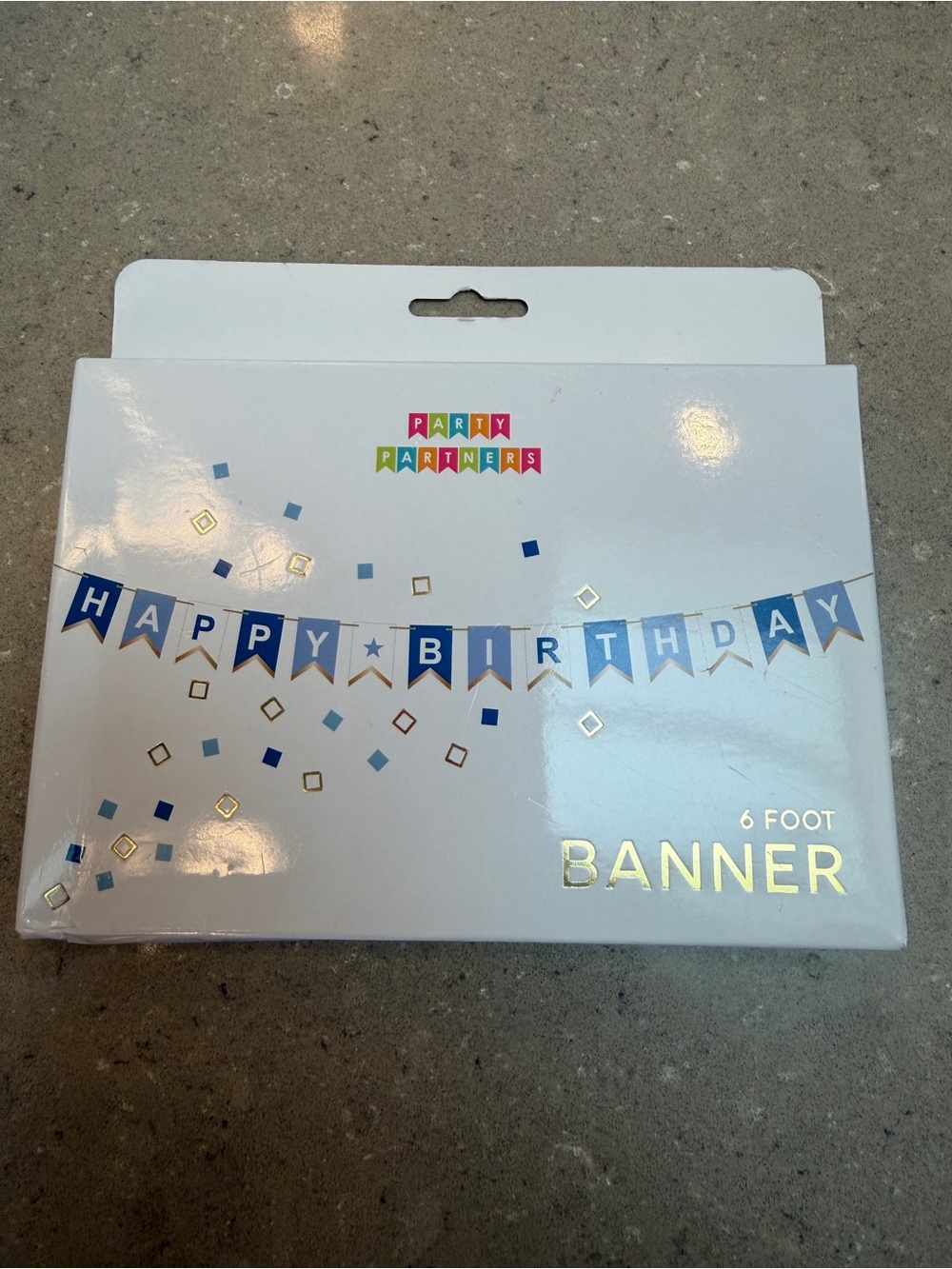 NWT Blue "Happy Birthday" Banner is 6 ft long w metallic accents & blue theme